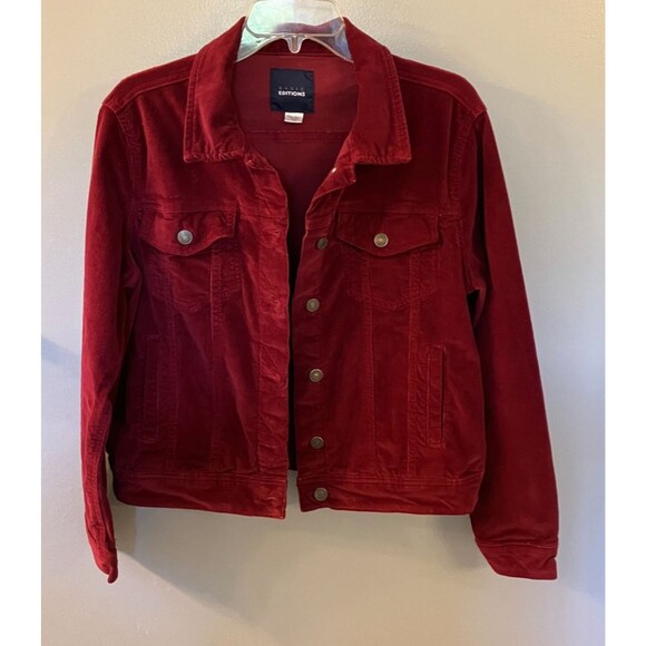 Basic Editions Womens Burgandy Corduroy Jacket Size Medium - Picture 1 of 9
